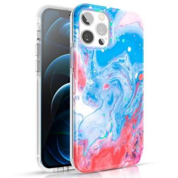Kingxbar akvarell sorozat színes tok iPhone 12 Pro Max Blue-Pink kép