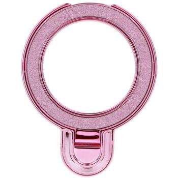 Kör alakú telefontartó kitámasztóval, csillámos rózsaszín kép