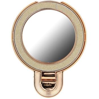 Kör alakú tükrös telefontartó kitámasztóval, csillámos arany kép