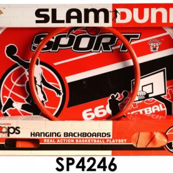 Kosarazó készlet, kosárpalánk gyűrűvel, labdával, pumpával, 37x33 cm nyitott dobozban kép