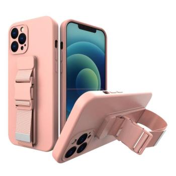 Kötél tok Gel TPU légzsák tok telefontok kanyarttal Samsung Galaxy A42 5G rózsaszín kép