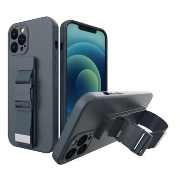 Kötél tok gél TPU légzsák tok telefontok lanyard iPhone XR tengerészkék kép