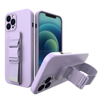 Kötél tok Gel TPU légzsák tok telefontok lanyardhoz iPhone 12 Pro Max lila kép