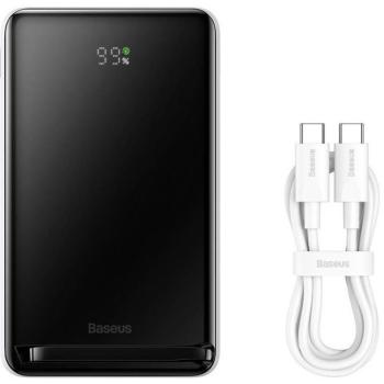 Külső akkumulátor, 10000 mAh, 20W, Telefonhoz és TabletPC-hez, USB Type-C aljzat, USB Type-C kábel, LED kijelző, Magsafe kompatibilis töltővel, gyorstöltés, Baseus Magnetic, PPCX000202, fehér kép
