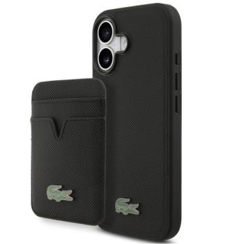 Lacoste Iconic Petit Pique Apple iPhone 17 MagSafe tok + kártyatartó pénztárca, fekete kép