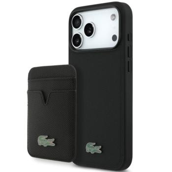 Lacoste Iconic Petit Pique Apple iPhone 17 Pro MagSafe tok + kártyatartó pénztárca, fekete kép