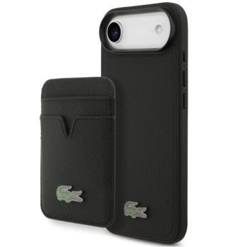 Lacoste Iconic Petit Pique Apple iPhone Air (2025) MagSafe tok + kártyatartó pénztárca, fekete kép