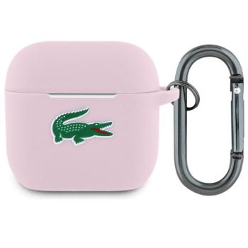 Lacoste Liquid Silicone Croc Logo AirPods 4 szilikon tok karabinerrel, rózsaszín kép