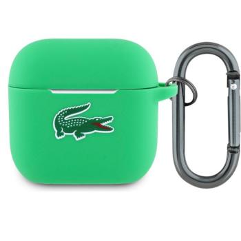 Lacoste Liquid Silicone Croc Logo AirPods 4 szilikon tok karabinerrel, zöld kép