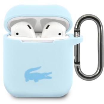 Lacoste Liquid Silicone Glossy Printing Logo AirPods 1/2 szilikon tok karabinerrel, kék kép