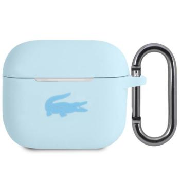 Lacoste Liquid Silicone Glossy Printing Logo AirPods 3 szilikon tok karabinerrel, kék kép