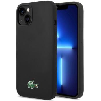Lacoste Liquid Silicone Microfiber Croc Logo MagSafe iPhone 13 / 14 / 15 szilikon tok, fekete kép
