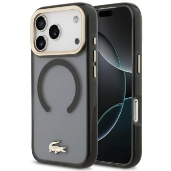 Lacoste PC/TPU Frosted Finish Gold Logo Apple iPhone 17 Pro Max MagSafe tok, fekete-arany kép