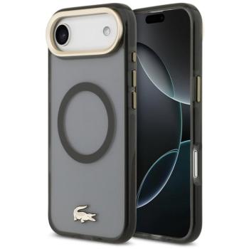 Lacoste PC/TPU Frosted Finish Gold Logo Apple iPhone Air (2025) MagSafe tok kameravédő peremmel, fekete-arany kép