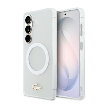 Lacoste PC/TPU Frosted Finish Gold Logo Samsung Galaxy S26 mágneses tok, fehér kép