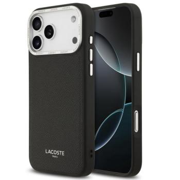 Lacoste PU Leather Champs Elysees Apple iPhone 17 Pro MagSafe tok kameravédő peremmel, fekete kép