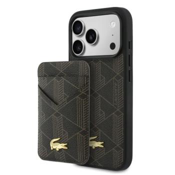 Lacoste PVC Blend Apple iPhone 17 Pro Max tok mágneses kártyatartóval, MagSafe, barna-arany kép