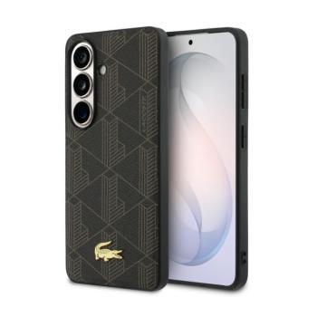 Lacoste PVC Blend Monogram Gold Logo Magnetic Samsung Galaxy S26 Plus hátlap tok, MagSafe, barna kép