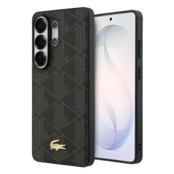 Lacoste PVC Blend Monogram Gold Logo Magnetic Samsung Galaxy S26 Ultra hátlap tok, MagSafe, barna kép