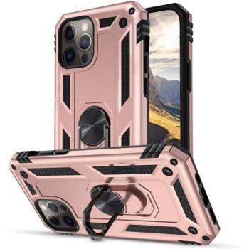 LG K52 / K62, Műanyag hátlap védőtok, közepesen ütésálló, szilikon belső, telefontartó gyűrű, Defender, vörösarany kép