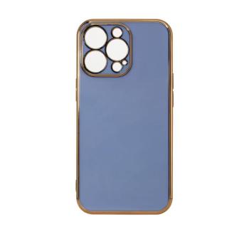 Lighting Color tok iPhone 12 Pro Max készülékhez kék zselés borítás arany kerettel kép