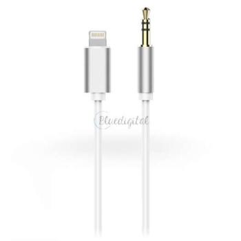 Lightning - 3,5 mm jack audio kábel 1 m-es vezetékkel - fehér/ezüst kép