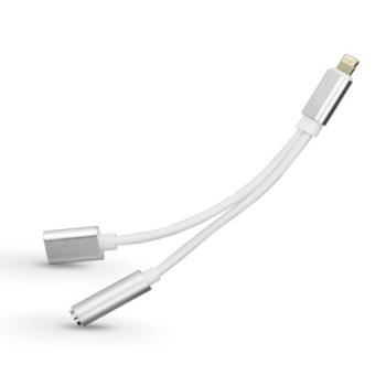 Lightning + audio adapter 3,5 mm jack füllhallgatóhoz - 2in1 - ezüst/fehér kép