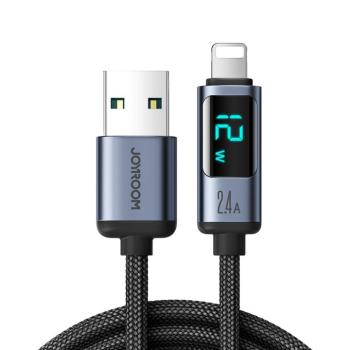 Lightning kábel - USB A 2.4A 1.2m LED kijelzővel Joyroom S-AL012A16 - fekete kép