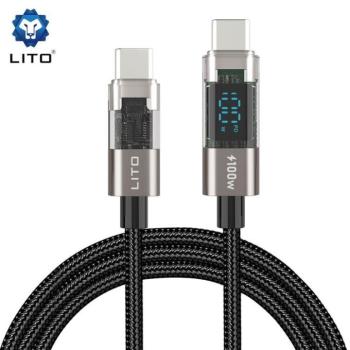 Lito LD09 Super Fast PD 100W USB Type-C 1M Digitális Adatkábel - Fekete kép