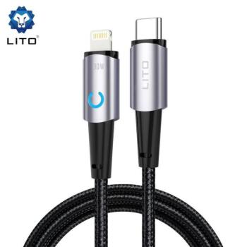 Lito LD10 Metal Data PD 60W USB Lightning 1M Adatkábel - Fekete kép