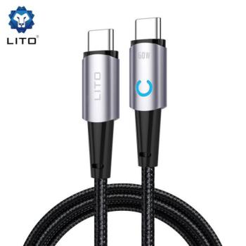 Lito LD10 Metal Data PD 60W USB Type-C 1M Adatkábel - Fekete kép