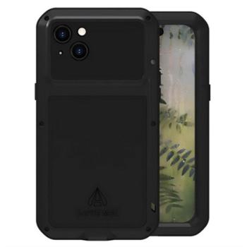 LOVE MEI Powerful defender telefonvédő (fém keret, erős ütésállóság, porálló + képernyővédő üveg) FEKETE Apple iPhone 15 Plus kép