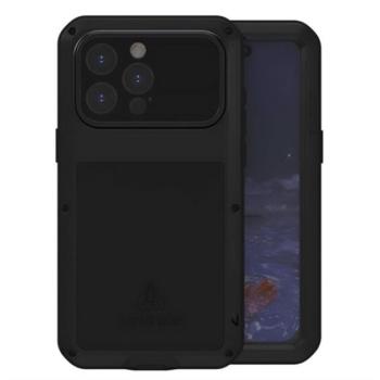 LOVE MEI Powerful defender telefonvédő (fém keret, erős ütésállóság, porálló + képernyővédő üveg) FEKETE Apple iPhone 15 Pro Max kép