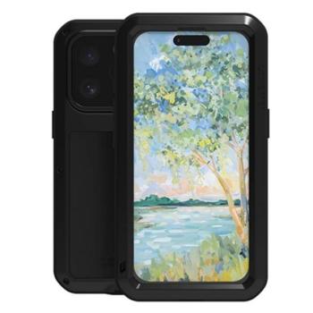 LOVE MEI Powerful defender telefonvédő (fém keret, erős ütésállóság, porálló + képernyővédő üveg) FEKETE Apple iPhone 16 Pro Max kép