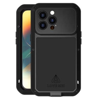 LOVE MEI Powerful defender telefonvédő (fém keret, extrém ütésálló, cseppálló, porálló + Gorilla Glass üveg) FEKETE Apple iPhone 14 Pro kép