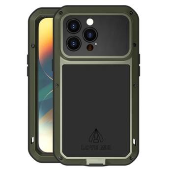LOVE MEI Powerful defender telefonvédő (fém keret, extrém ütésálló, cseppálló, porálló + Gorilla Glass üveg) SÖTÉTZÖLD Apple iPhone 14 Pro kép