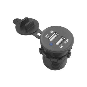 LTC autós töltő fedéllel 2xUSB-A csatlakozással - fekete kép