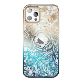 Luxus iPhone 14 tok Kingxbar Phoenix kristályokkal - Arany és kék kép