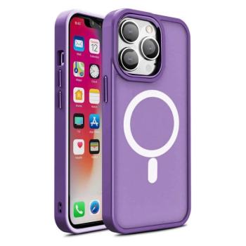 Mágneses színes matt tok iPhone 15 - lila kép
