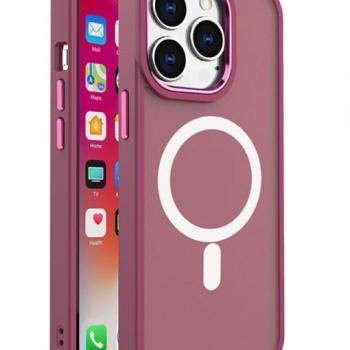 Mágneses színű matt tok iPhone 15 - burgundi kép