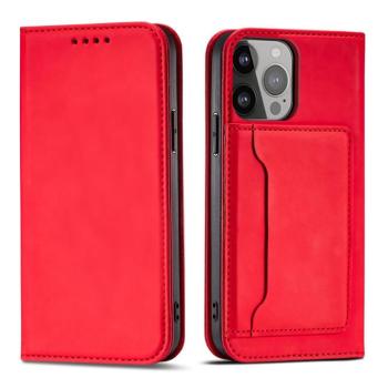 Magnet Card Case tok iPhone 13 Pro Max tok kártya tárca kártyatartó piros kép