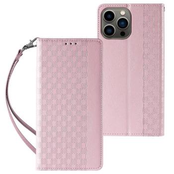 Magnet Strap Case iPhone 14 Pro Max Flip Wallet Mini Lanyard Stand rózsaszínű kép