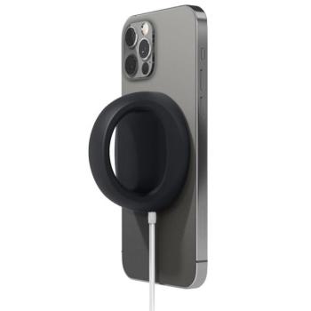 Magsafe töltőpad tartó, szilikon, asztali tartó funkció, ujjtámasz, Magsafe töltőkkel kompatibilis, Wooze Handrail Holder, fekete kép