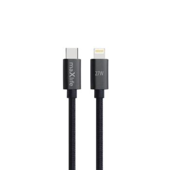 Maxlife MXUC-12 kábel USB-C - Lightning 2,0 m 27W fekete kép