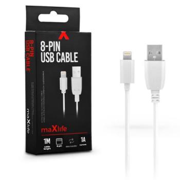 Maxlife USB - Lightning adat- és töltőkábel 1 m-es vezetékkel - Maxlife 8-PIN USB Cable - 5V/1A - fehér kép