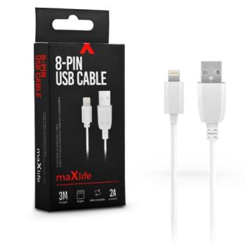 Maxlife USB - Lightning adat- és töltőkábel 3 m-es vezetékkel - Maxlife 8-PIN USB Cable - 5V/2A - fehér kép