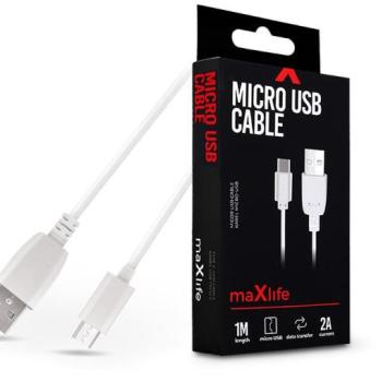 Maxlife USB - micro USB adat- és töltőkábel 1 m-es vezetékkel - Maxlife Micro USB Cable - 5V/2A - fehér kép