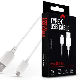 Maxlife USB - USB Type-C adat- és töltőkábel 1 m-es vezetékkel - Maxlife USB Type-C Cable - 5V/3A - fehér kép