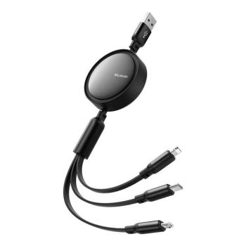Mcdodo 3in1 töltő- és adatkábel USB / USB-C / Lightning / MicroUSB 3,5A, max- 1,2m, fekete kép