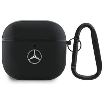 Mercedes-Benz MEA4CSLBK Leather Metal Logo tok AirPods 4 - fekete kép